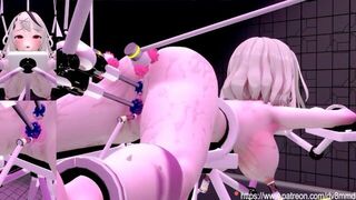 Hololive Sakamata Chloe - связанные, смазанные маслом и трахнутые машинами, трахающая машина, бондаж БДСМ масло порно